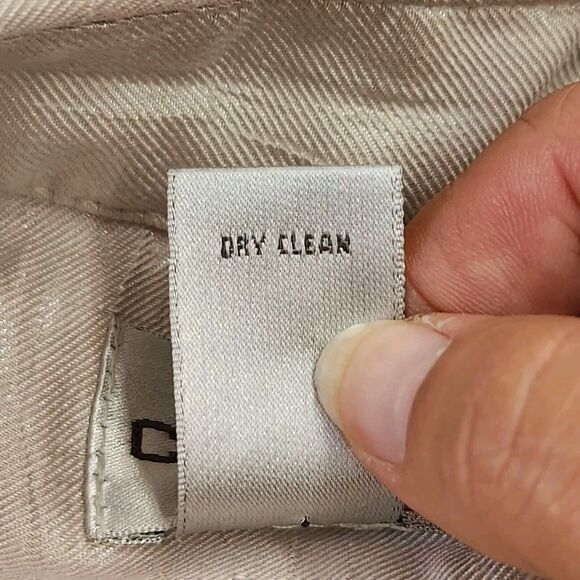 Chico's Button Front Shirt Dress Beige Shimmer 3.5/ XL Short Sleeves Pockets - Picture 14 of 15